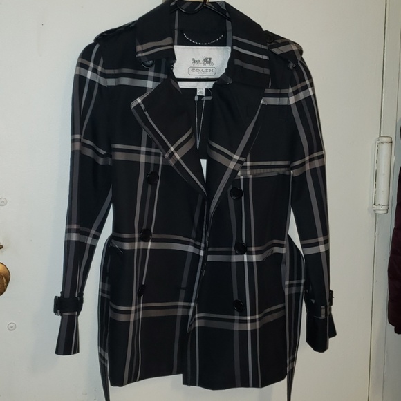 NWOT Coach plaid trench coat - Picture 2 of 5